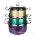 6PCS Colorful Stainless Steel Cooking Pot Set